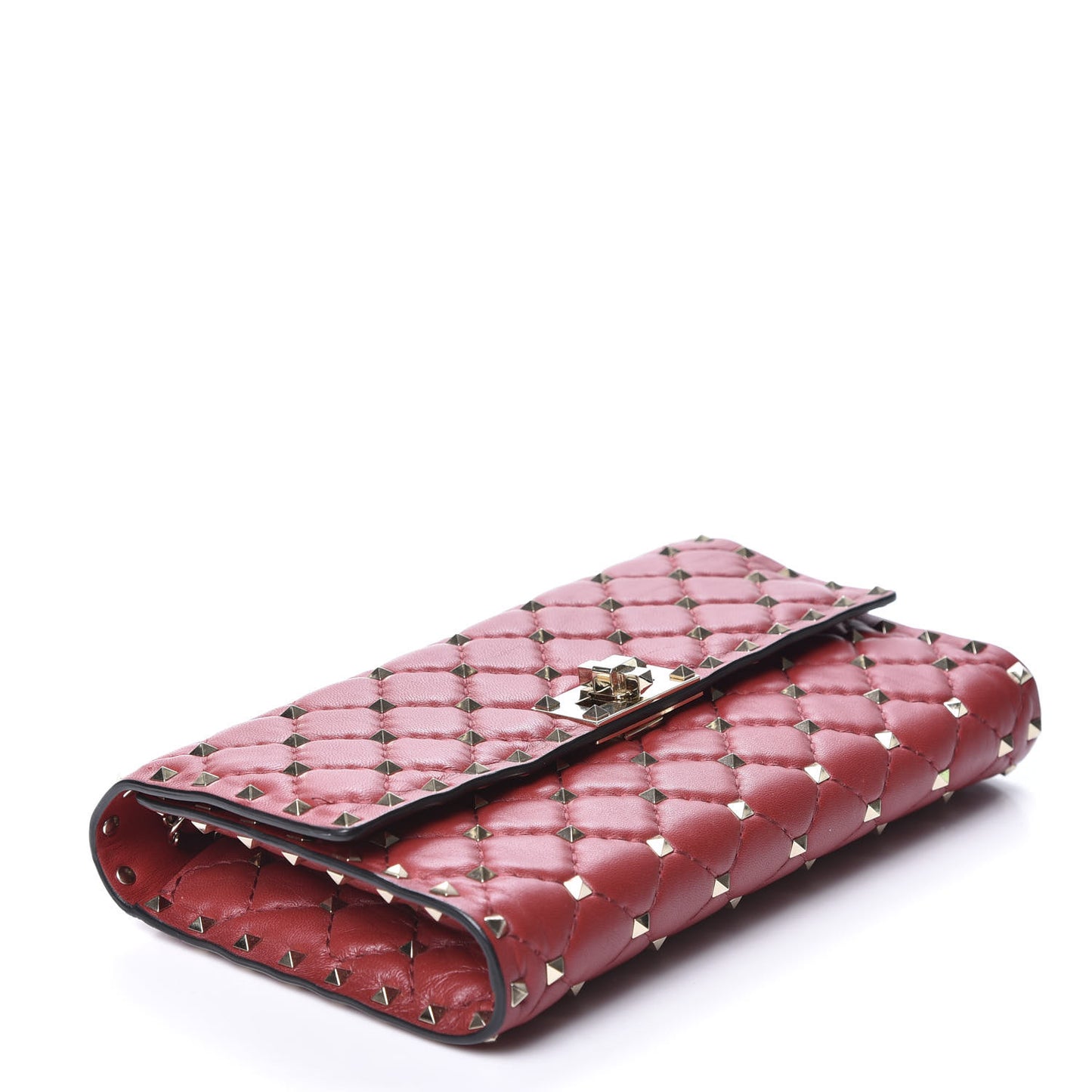 Nappa Rockstud Spike Wallet on Chain Rubino