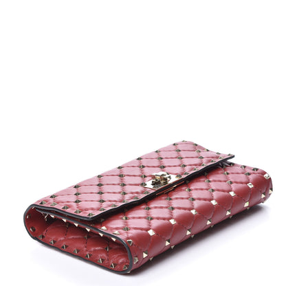 Valentino Garavani Nappa Rockstud Spike Wallet on Chain Rubino 3 of 8