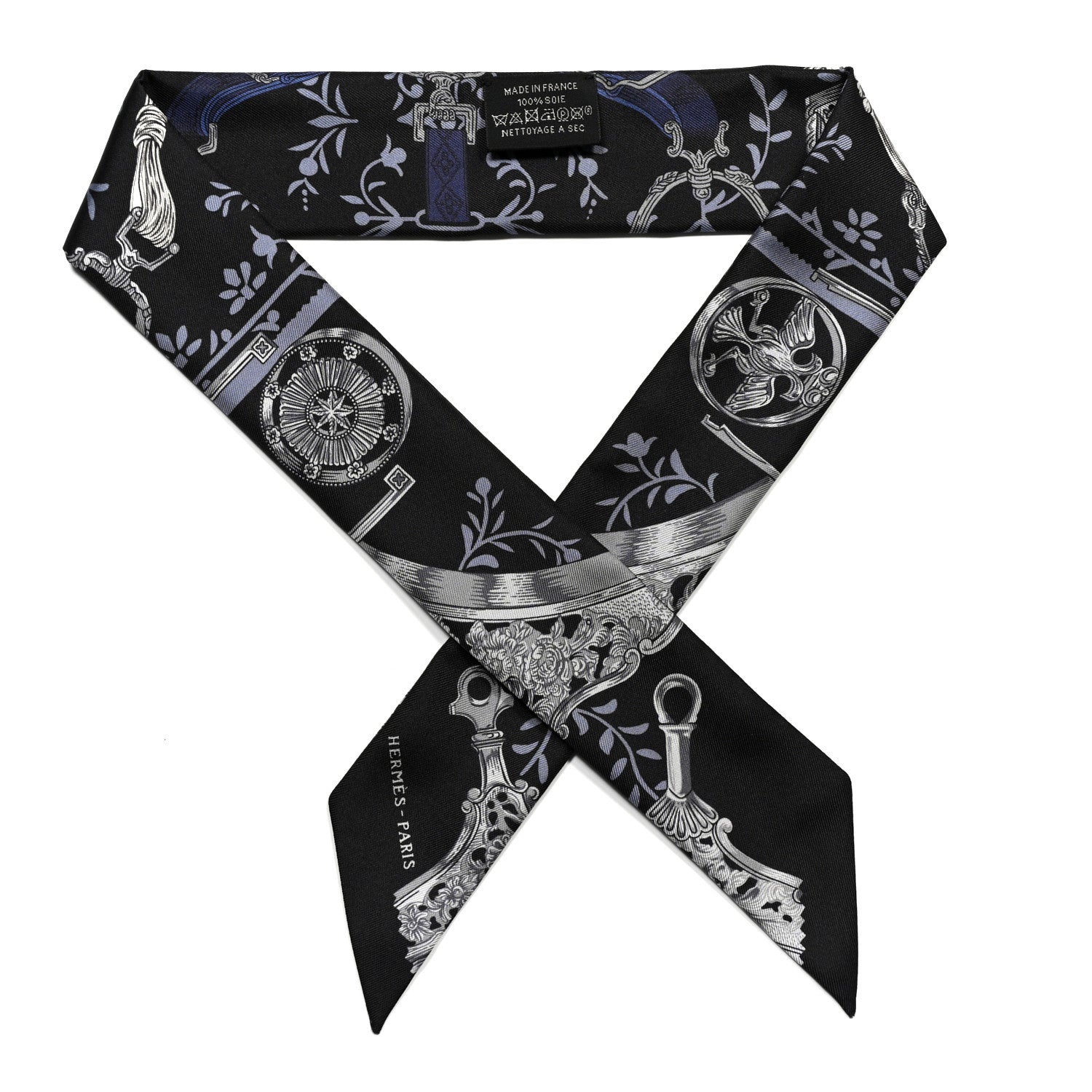 Hermes Silk Etriers Remix Twilly Black Ciel Argent 1 of 4