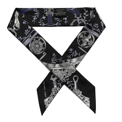 Hermes Silk Etriers Remix Twilly Black Ciel Argent 1 of 4
