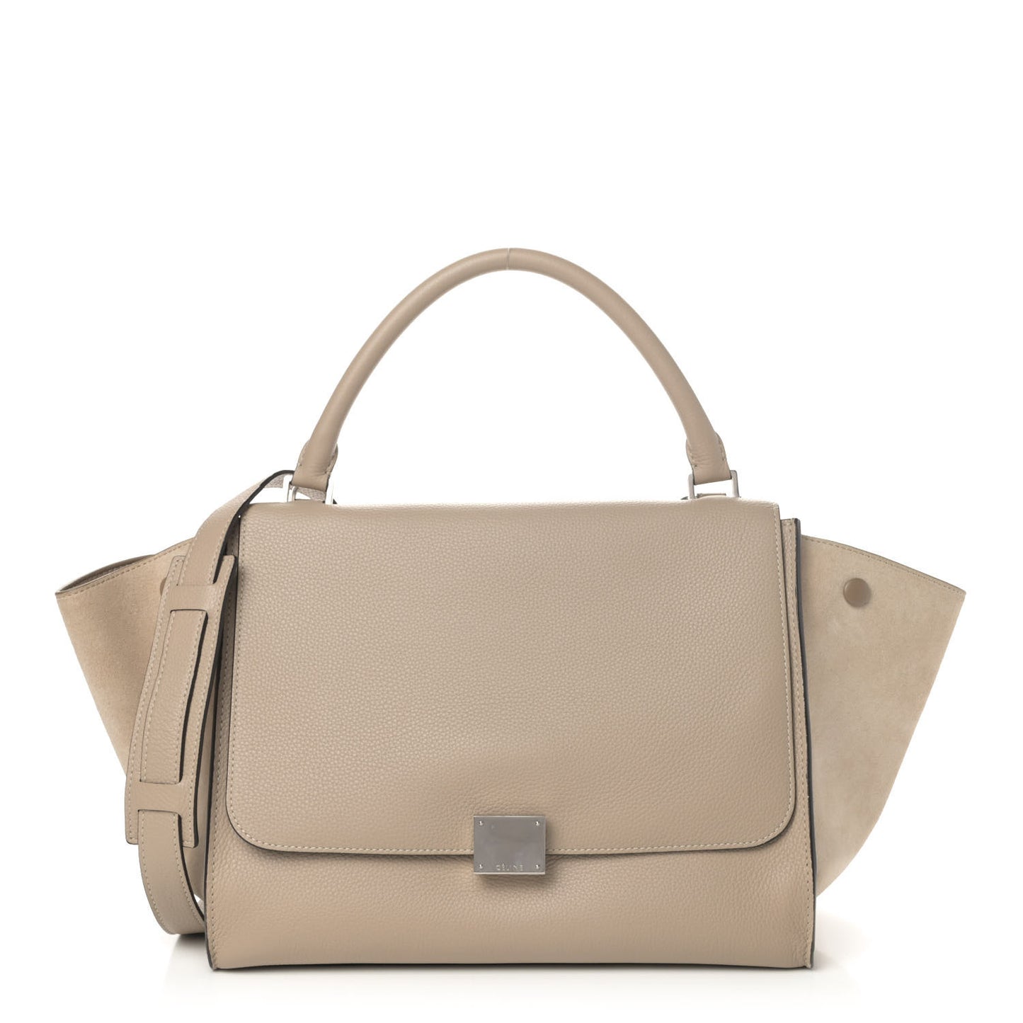 Drummed Calfskin Suede Medium Trapeze Dune