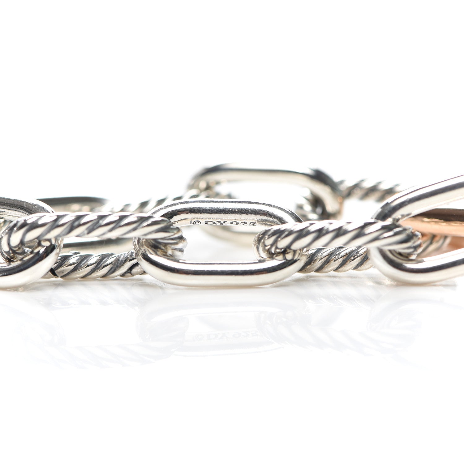 David Yurman Sterling Silver 18K Rose Gold 11mm Madison Chain Bracelet 4 of 6