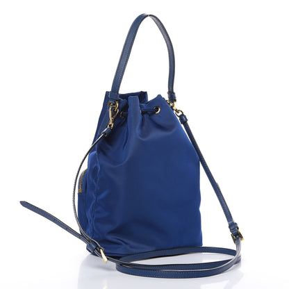 Prada Saffiano Tessuto Nylon Mini Bucket Crossbody Bag Royal 3 of 10