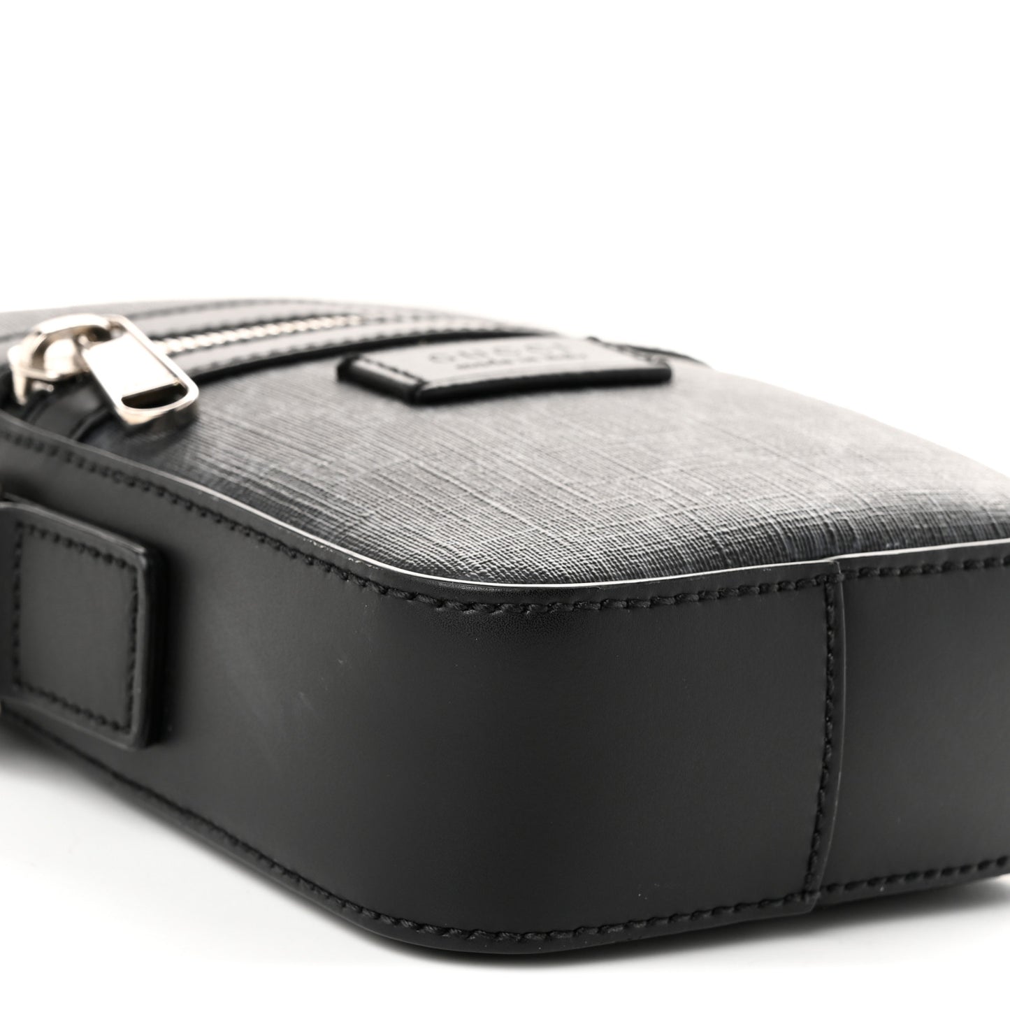 GG Supreme Monogram Appia Calfskin Web Small Camera Messenger Bag Black Grey
