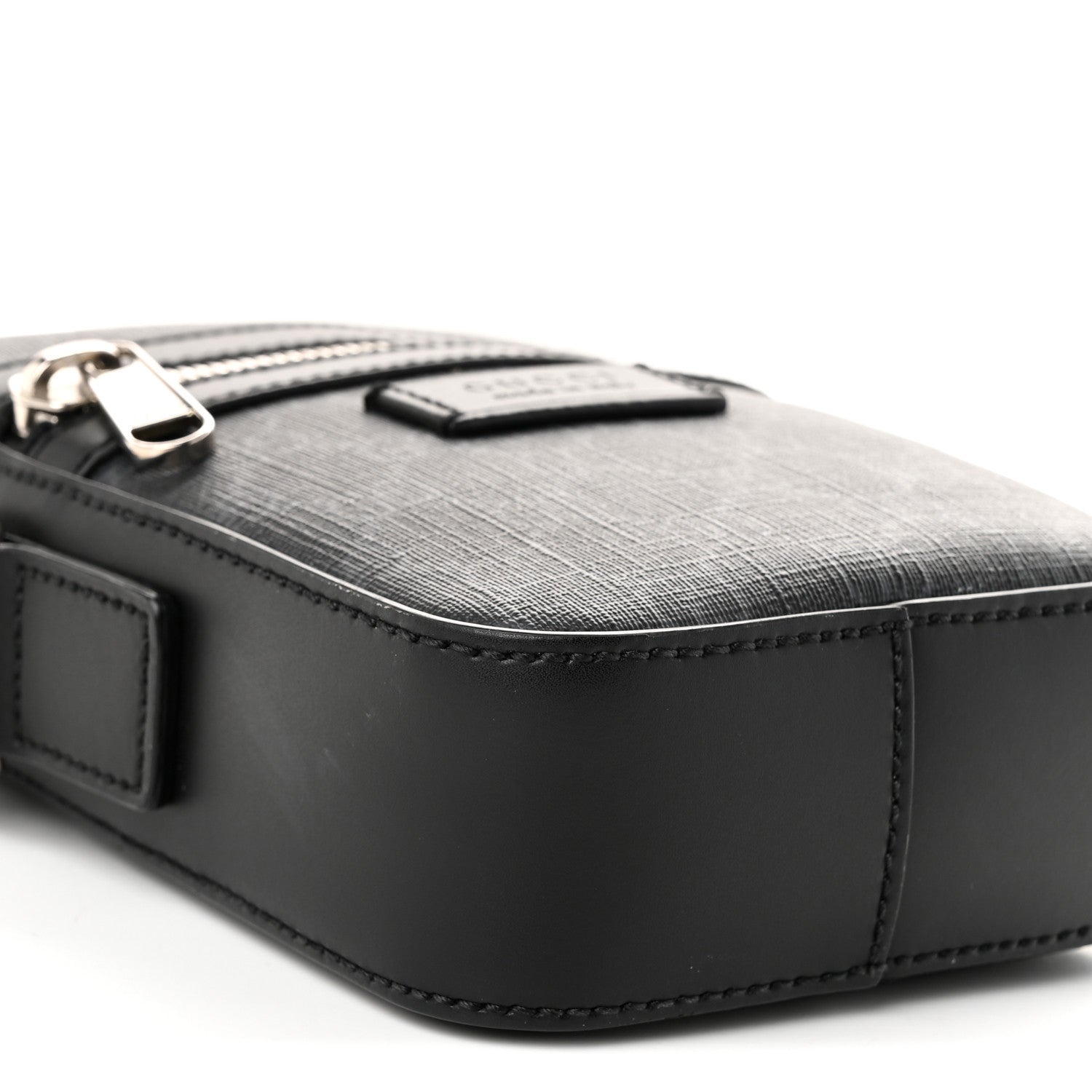Gucci GG Supreme Monogram Appia Calfskin Web Small Camera Messenger Bag Black Grey 9 of 11