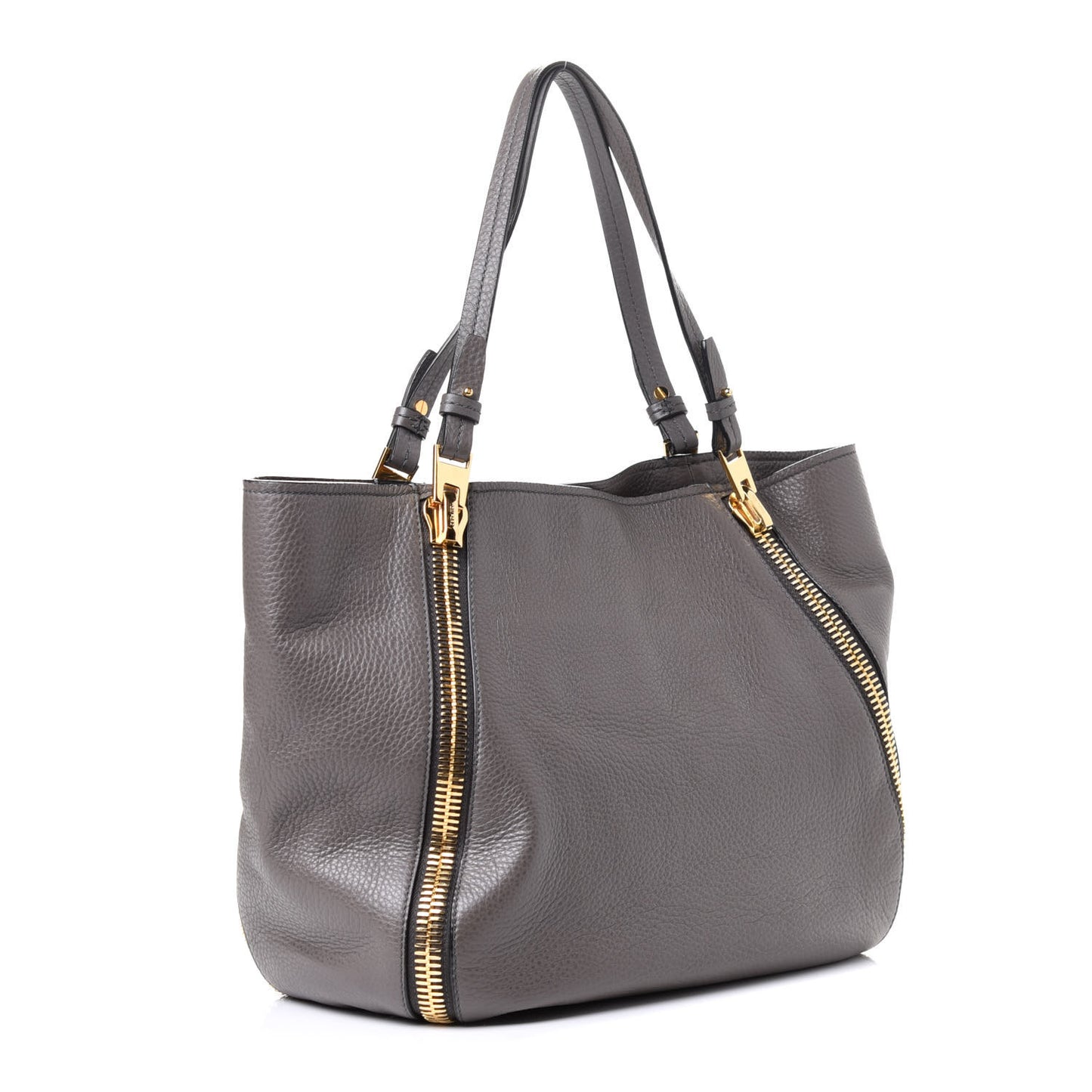 Grained Calfskin Sedgwick Medium Zipper Tote Grey
