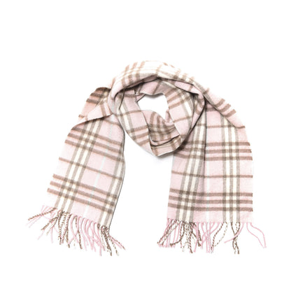 Burberry Cashmere Check Fringe Scarf Pink 1 of 3