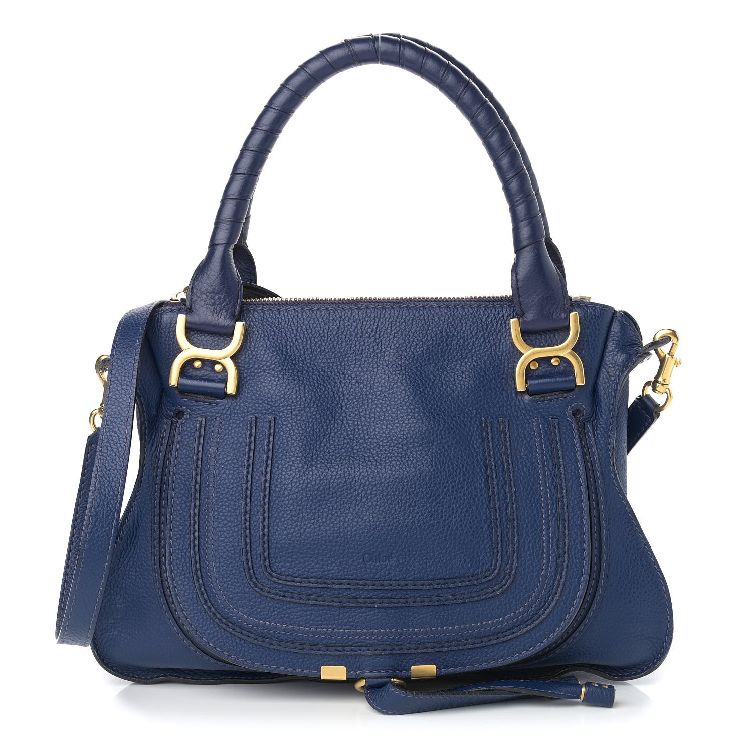 Chloe Calfskin Medium Marcie Satchel Royal Navy 1 of 12