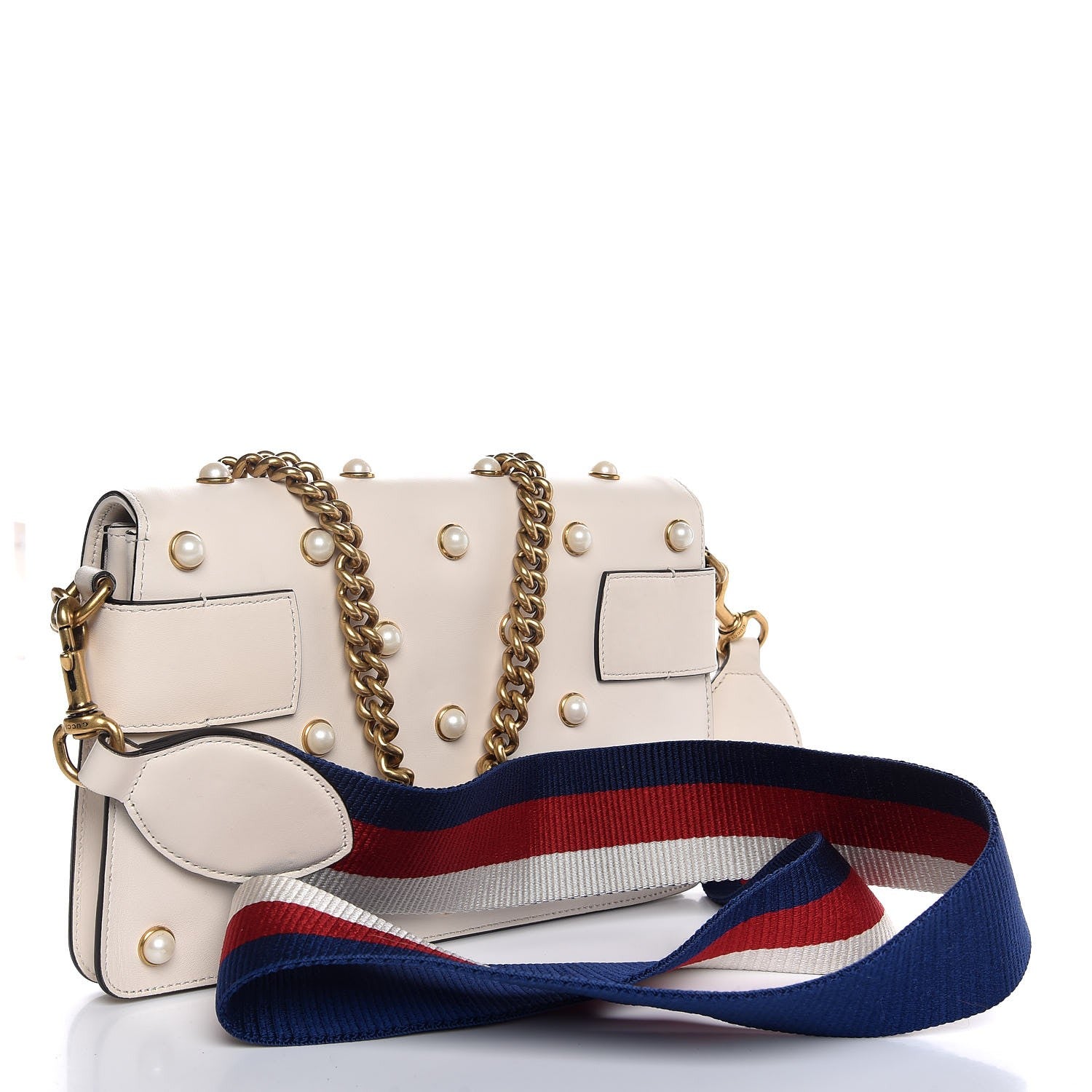 Gucci Nappa Pearl Studded Mini Queen Margaret Broadway Shoulder Bag Mystic White 4 of 8