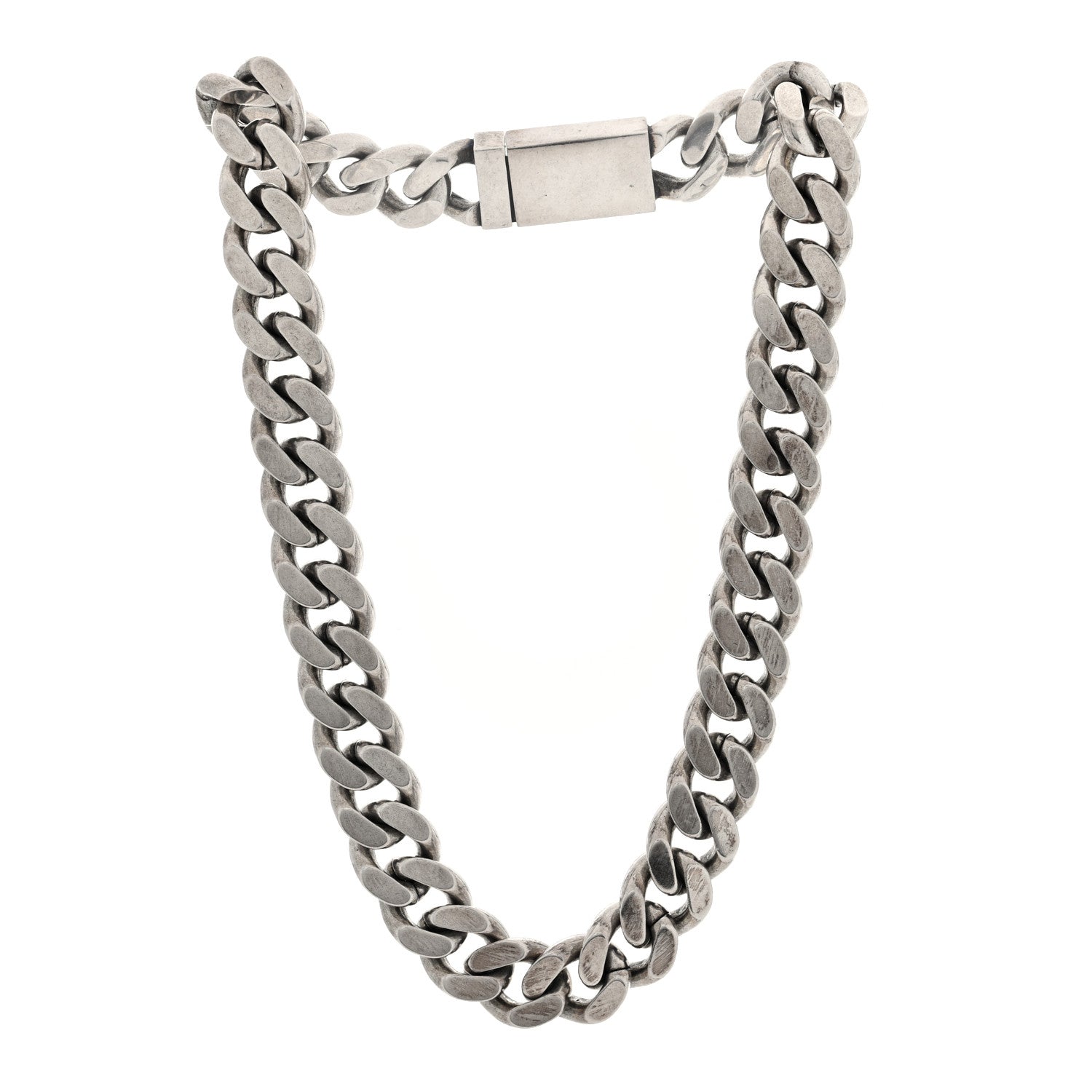 Saint Laurent Metal Curb Chain Necklace Oxidized Silver 3 of 5