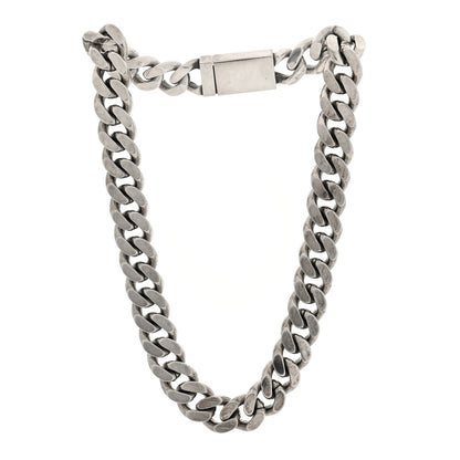 Saint Laurent Metal Curb Chain Necklace Oxidized Silver 3 of 5
