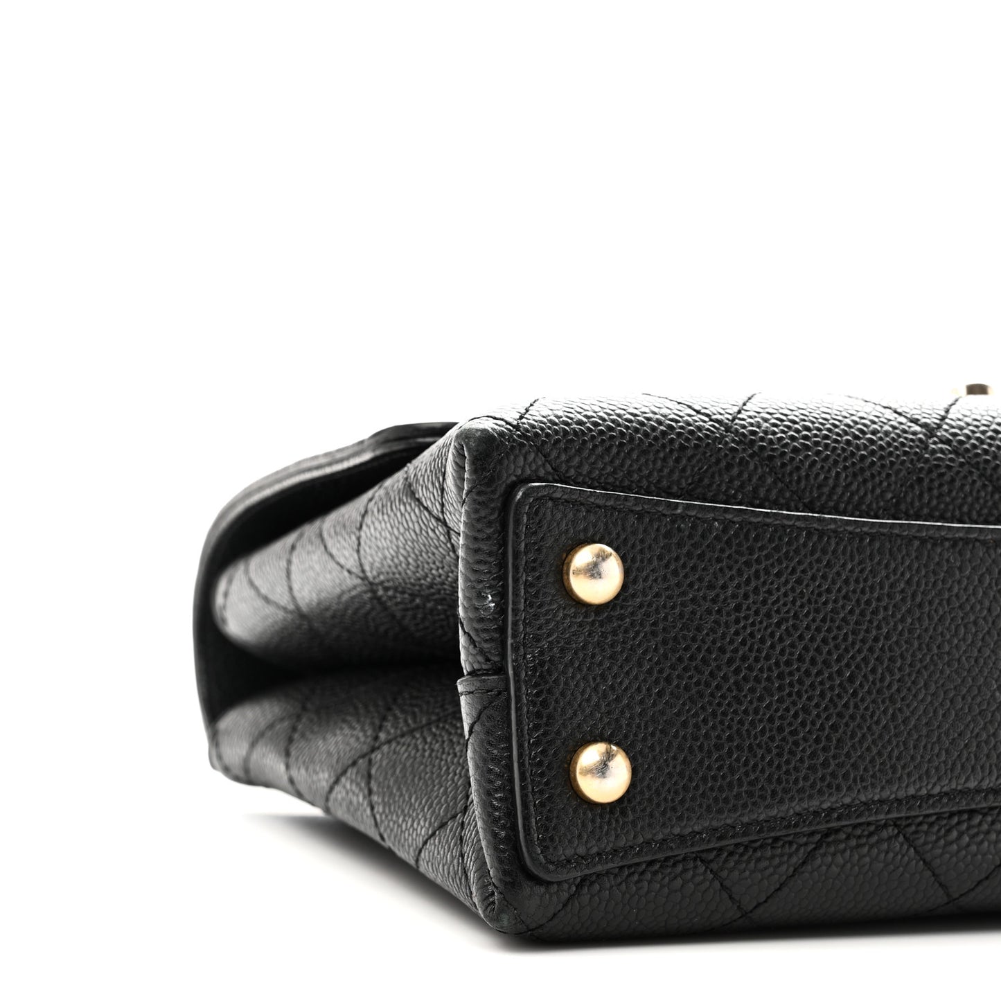 Caviar Diamond Stitched Small Top Handle Flap Black
