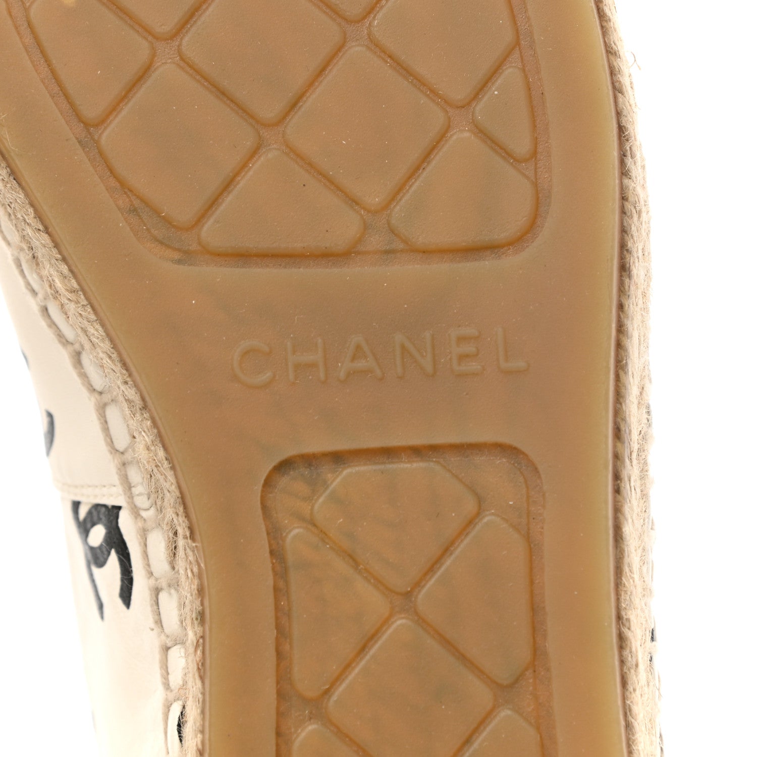 Chanel Lambskin Printed CC Espadrilles 38 White Black 6 of 10