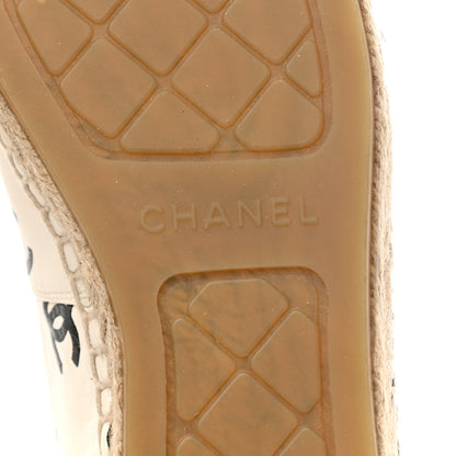 Chanel Lambskin Printed CC Espadrilles 38 White Black 6 of 10