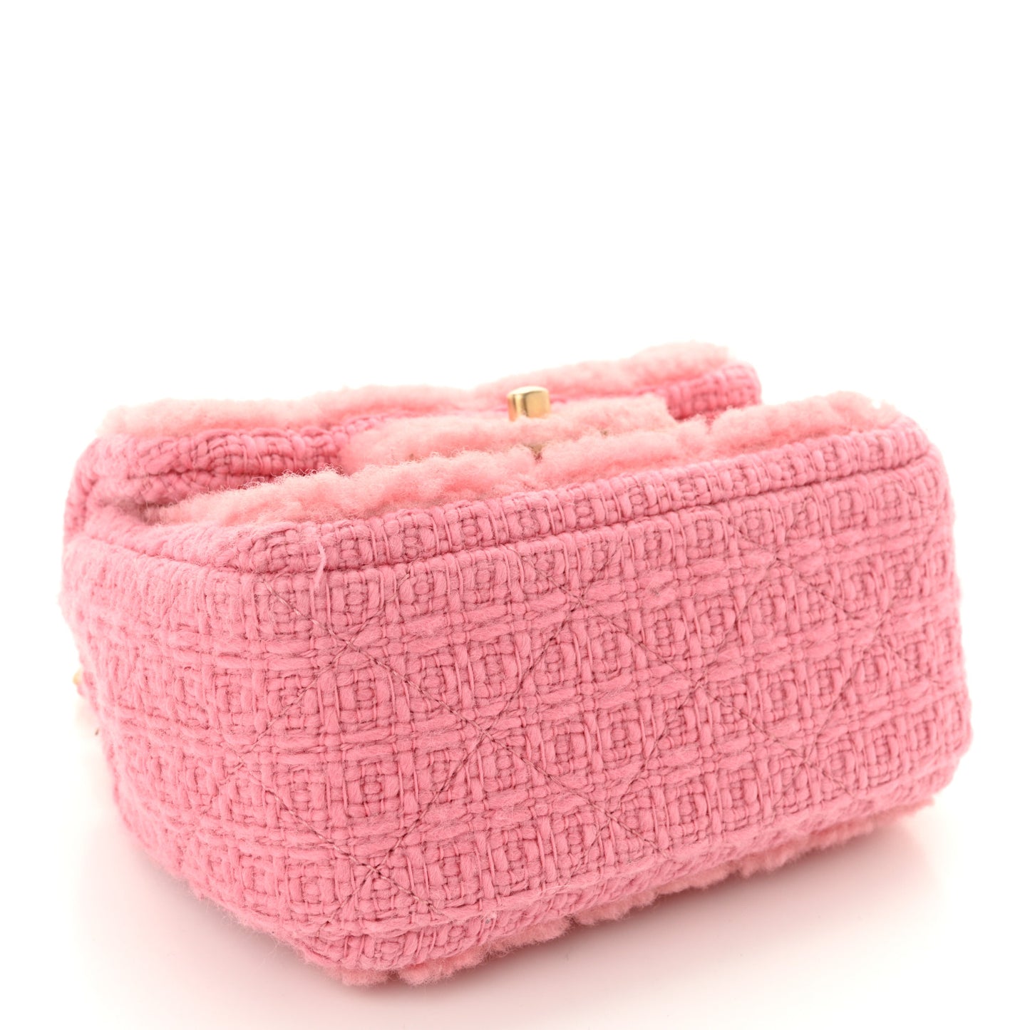 Shearling Tweed Quilted Mini Square Flap Bag Light Pink