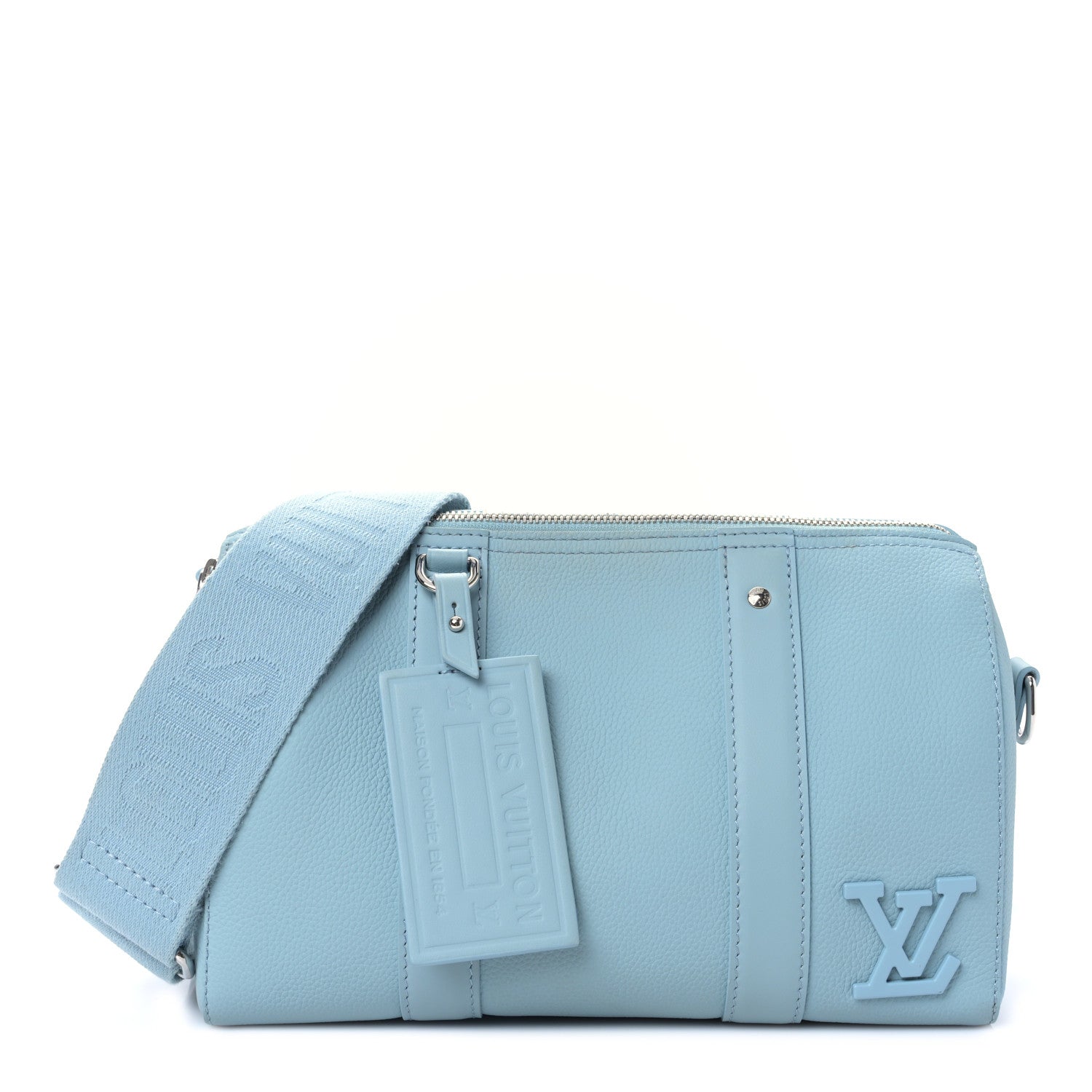 Louis Vuitton Grained Calfskin Aerogram City Keepall Cloud Blue 1 of 9