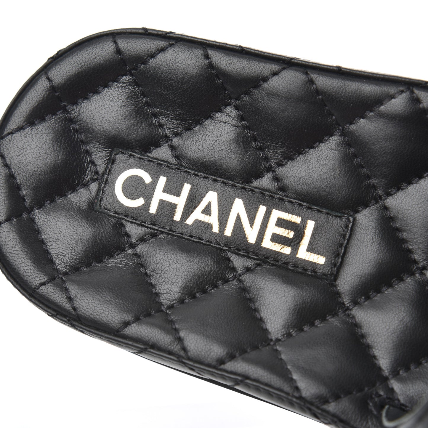 Lambskin Quilted CC Mules Sandals 37 Black