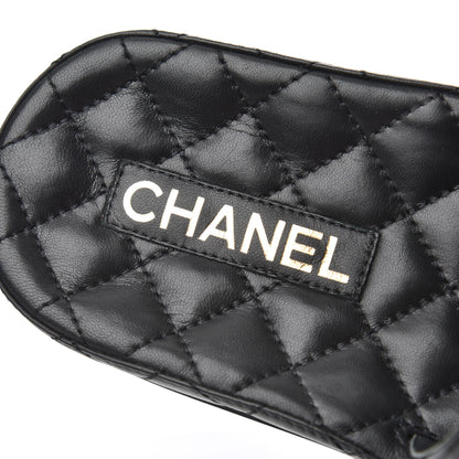 Chanel Lambskin Quilted CC Mules Sandals 37 Black 6 of 11