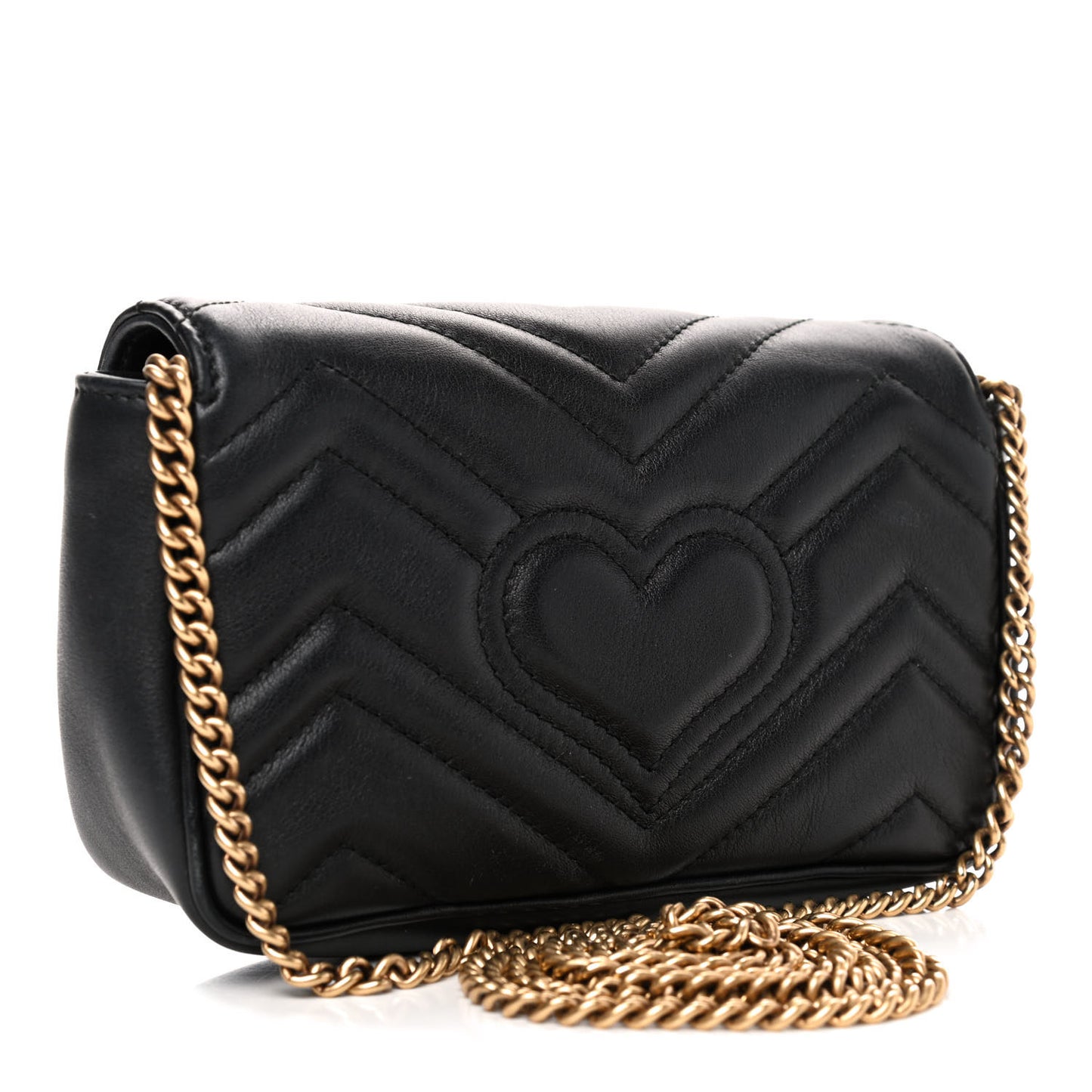 Calfskin Matelasse Super Mini GG Marmont Shoulder Bag Black