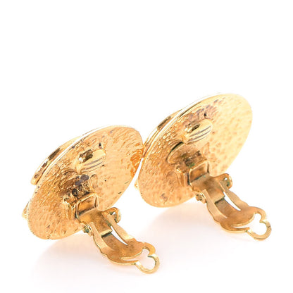 Chanel Round Quilted CC Clip On Earrings Gold 3 of 5