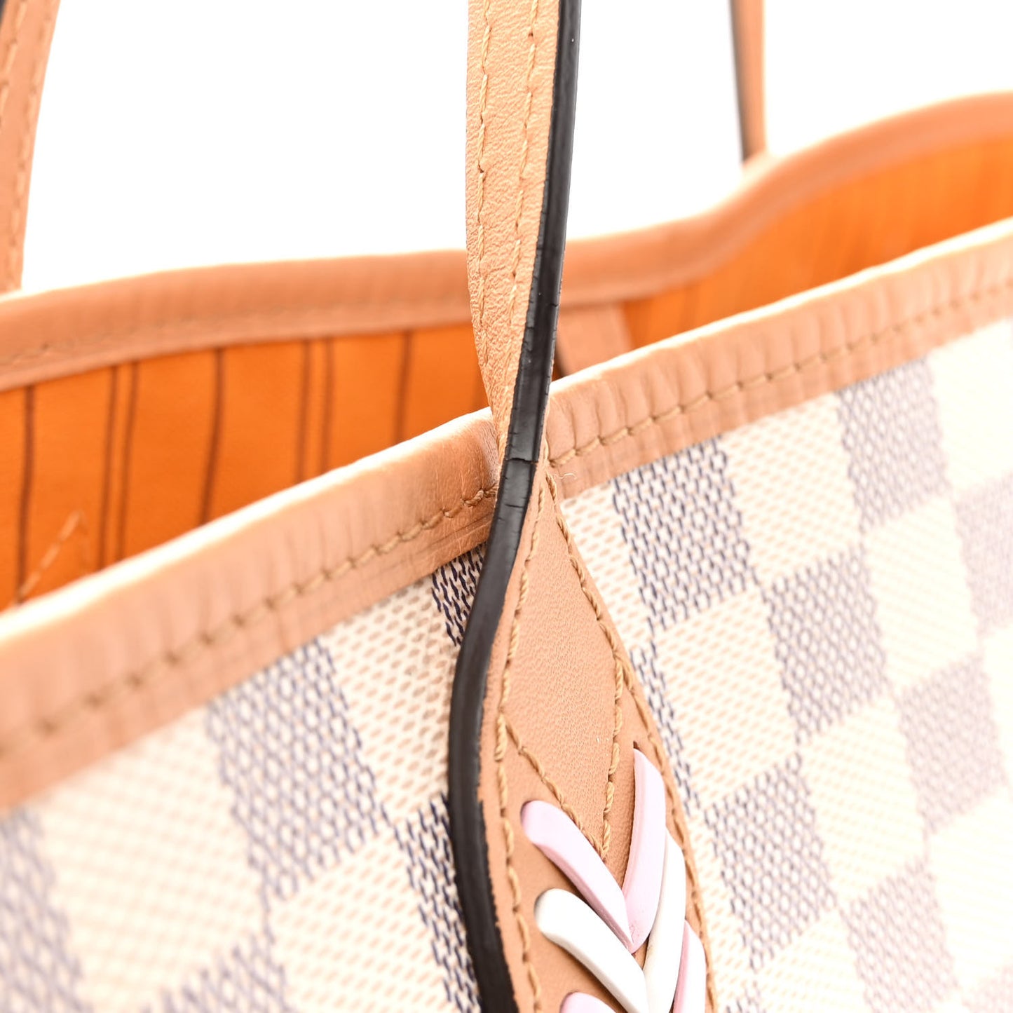 Damier Azur Braided Neverfull MM Orange