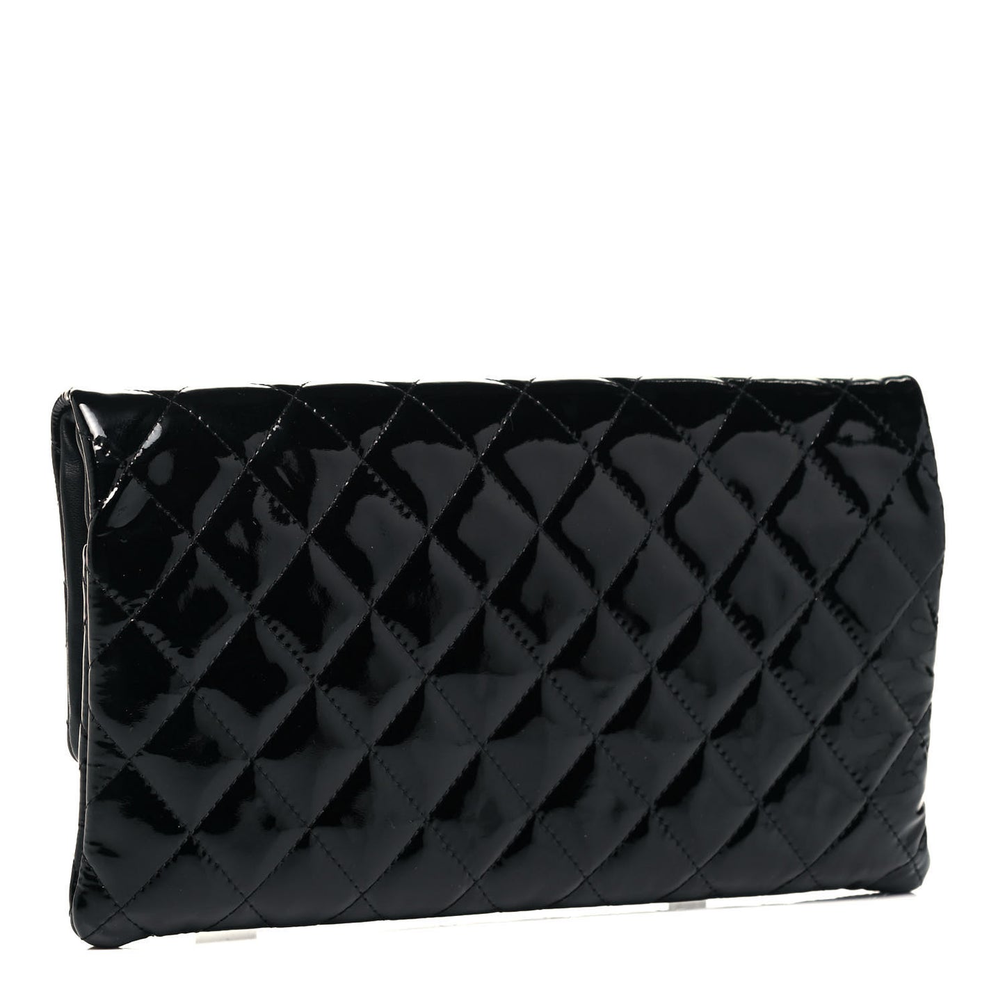 Patent Calfskin Quilted Beauty CC Clutch Black