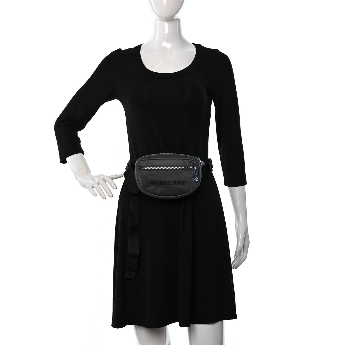 Econyl Logo Print Small Cannon Bum Bag Charcoal Grey