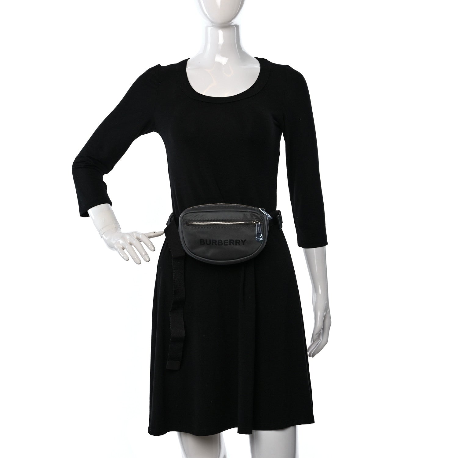 Burberry Econyl Logo Print Small Cannon Bum Bag Charcoal Grey 3 of 8