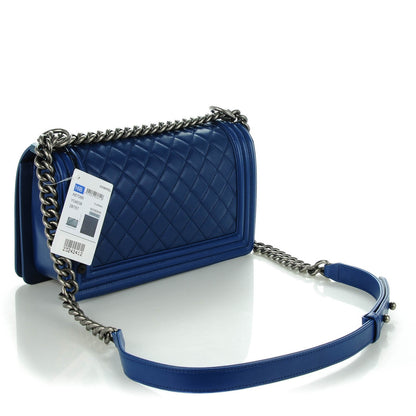 Chanel Lambskin Quilted Medium Boy Flap Dark Blue 3 of 8