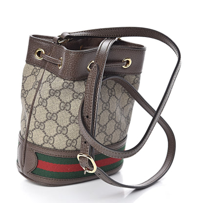 Gucci GG Supreme Monogram Web Mini Ophidia Bucket Bag Brown 3 of 10