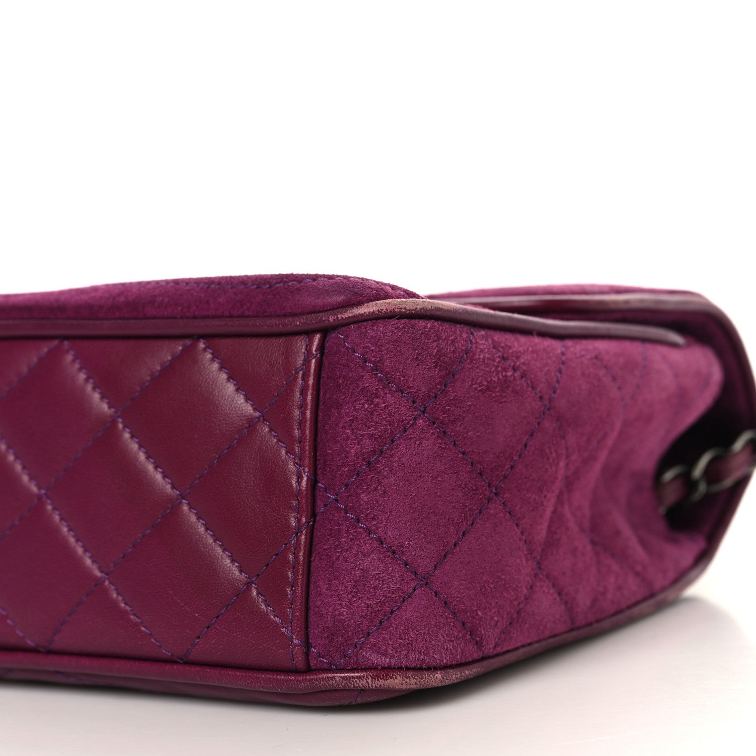 Chanel Suede Lambskin Scallop Quilted Medium Pagoda Flap Purple 10 of 12
