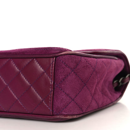 Chanel Suede Lambskin Scallop Quilted Medium Pagoda Flap Purple 10 of 12