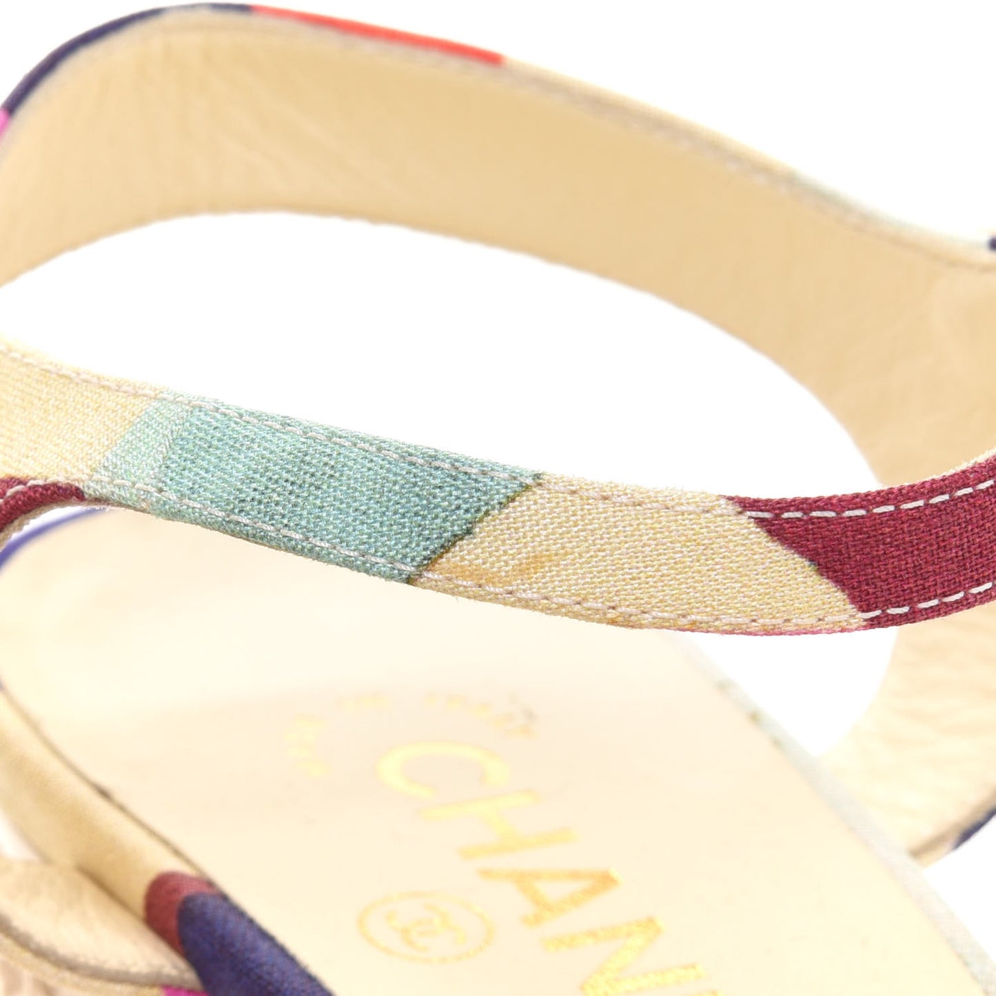 Fabric Camellia Embossed Sandals 39.5 Multicolor
