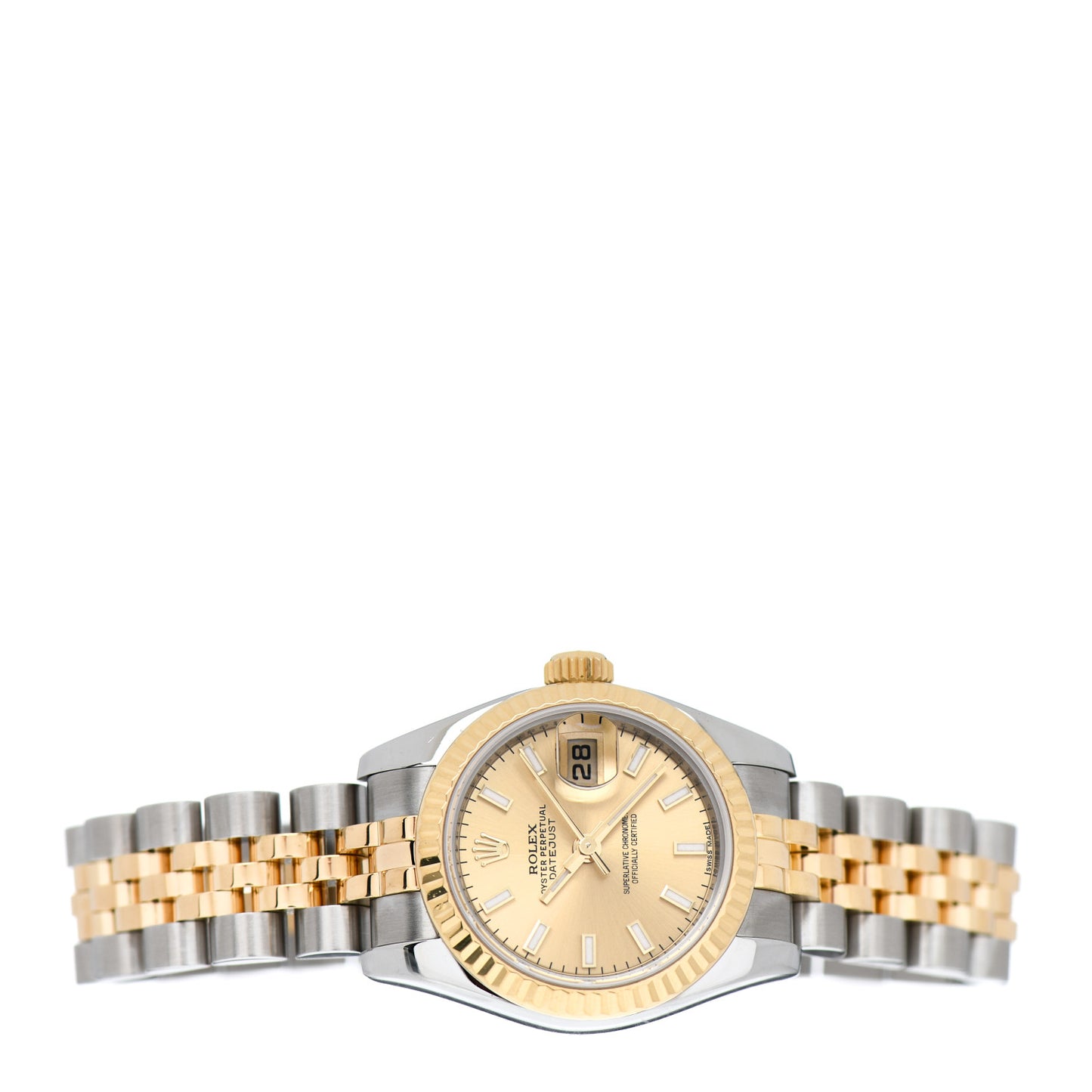 Stainless Steel 18K Yellow Gold 26mm Oyster Perpetual Datejust Watch Champagne 179173