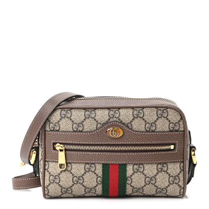 Gucci GG Supreme Monogram Web Mini Ophidia Shoulder Bag Brown 1 of 11