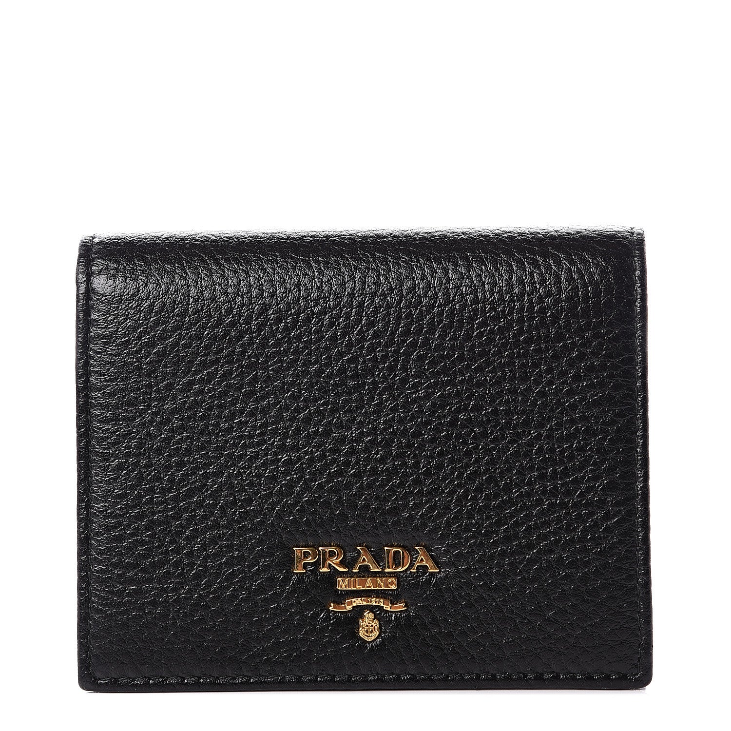 Prada Vitello Grain Bi-Fold Wallet Black 1 of 8