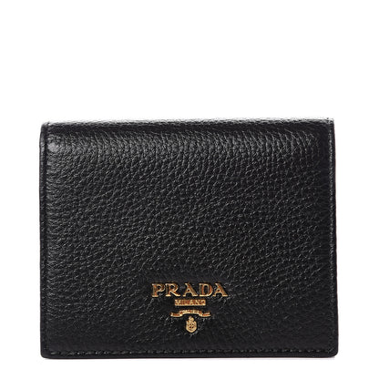 Prada Vitello Grain Bi-Fold Wallet Black 1 of 8