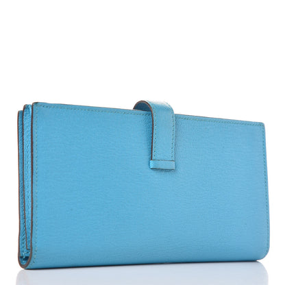 Hermes Chevre Mysore Bearn Gusset Wallet Bleu Azteque 3 of 10