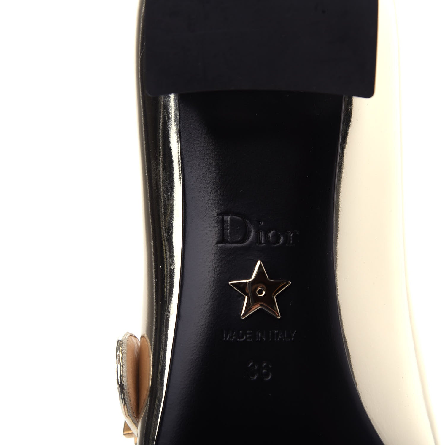 Christian Dior Mirror Finish Calfskin Baby-D Ballet Pumps 36 Stardust Gold 9 of 11