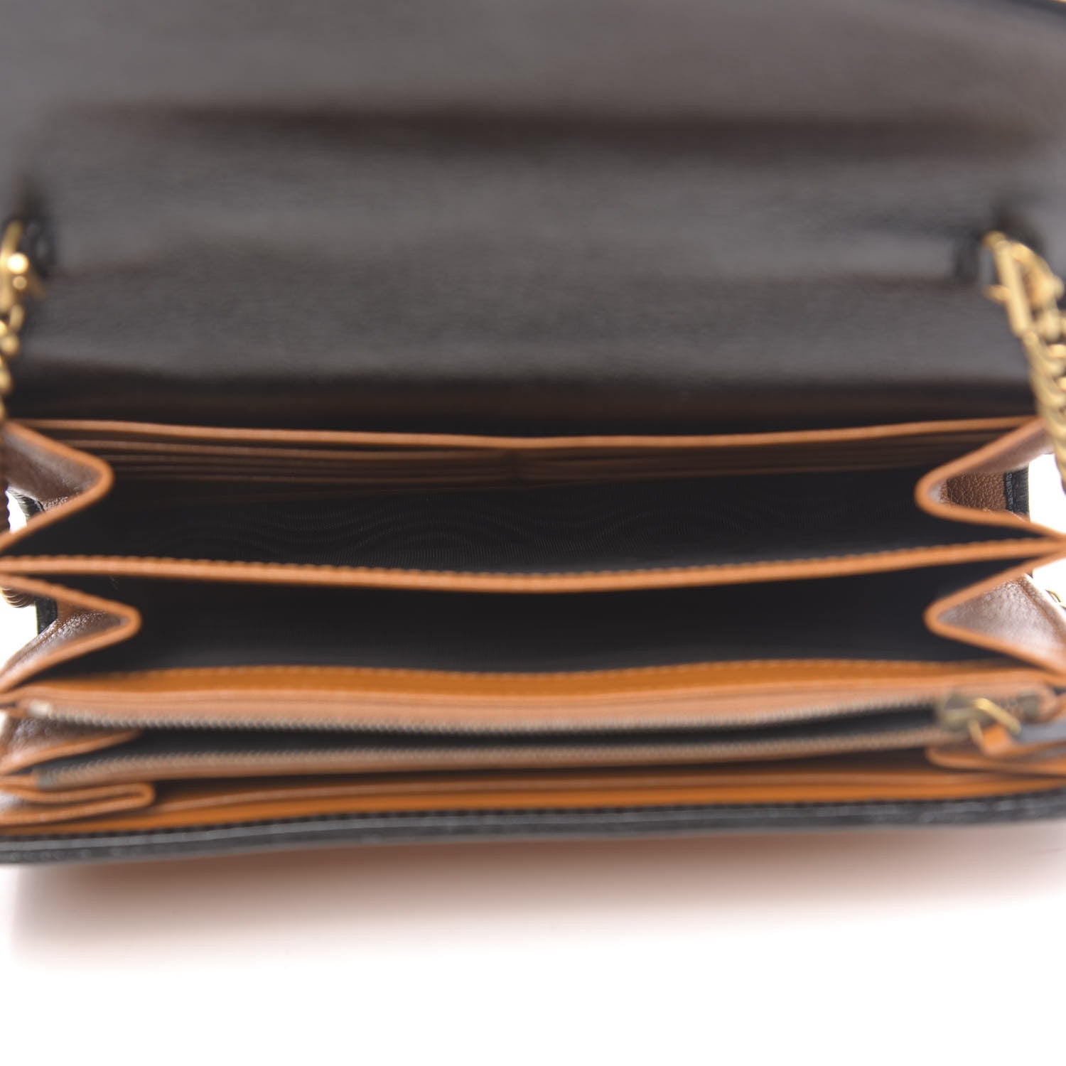 Gucci Vintage Effect Calfskin Matelasse Diagonal Torchon GG Marmont Chain Wallet Cognac 5 of 10
