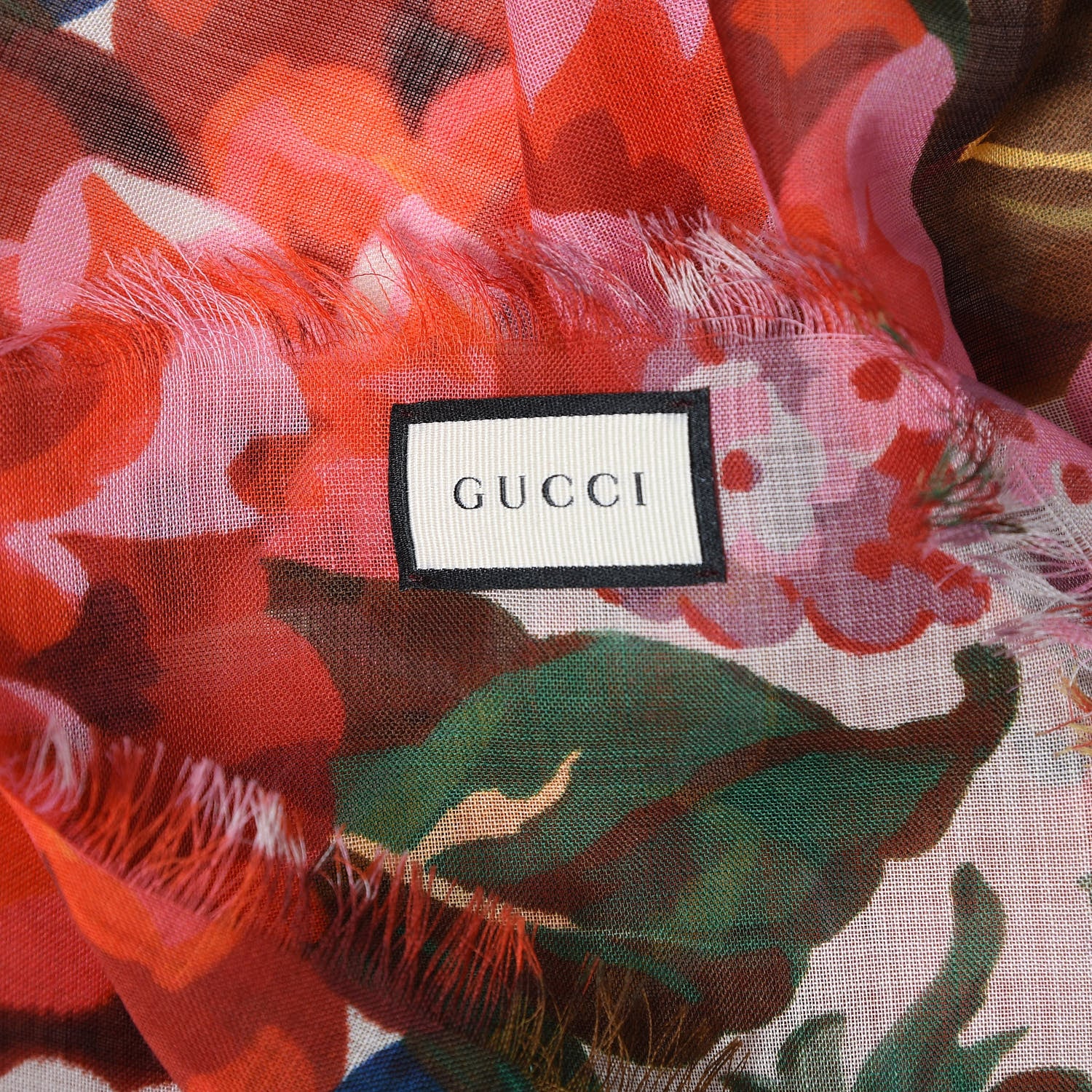 Gucci Wool Josephine Square Shawl Ivory Pink 5 of 5