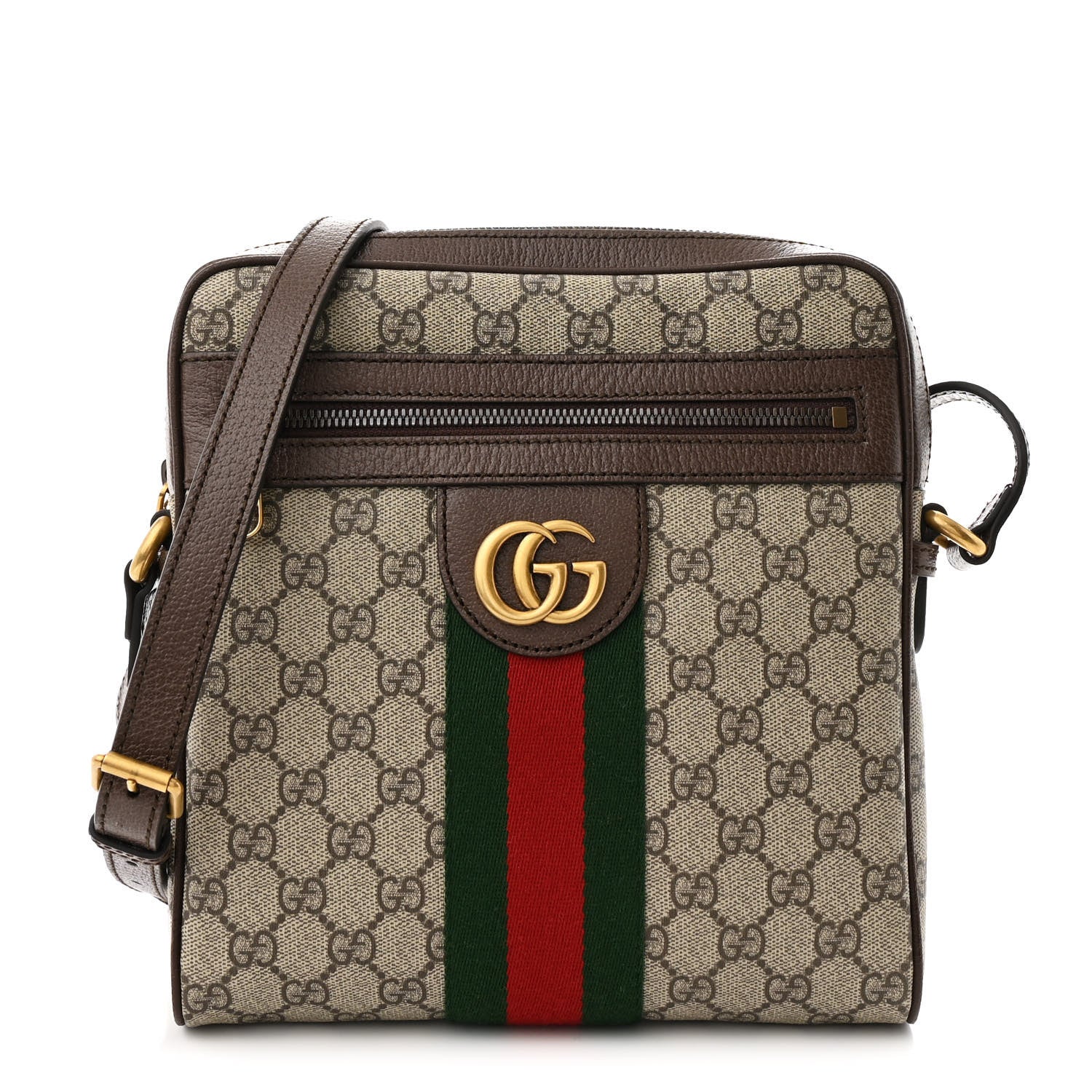Gucci GG Supreme Monogram Web Small Ophidia Messenger Bag Brown 1 of 10