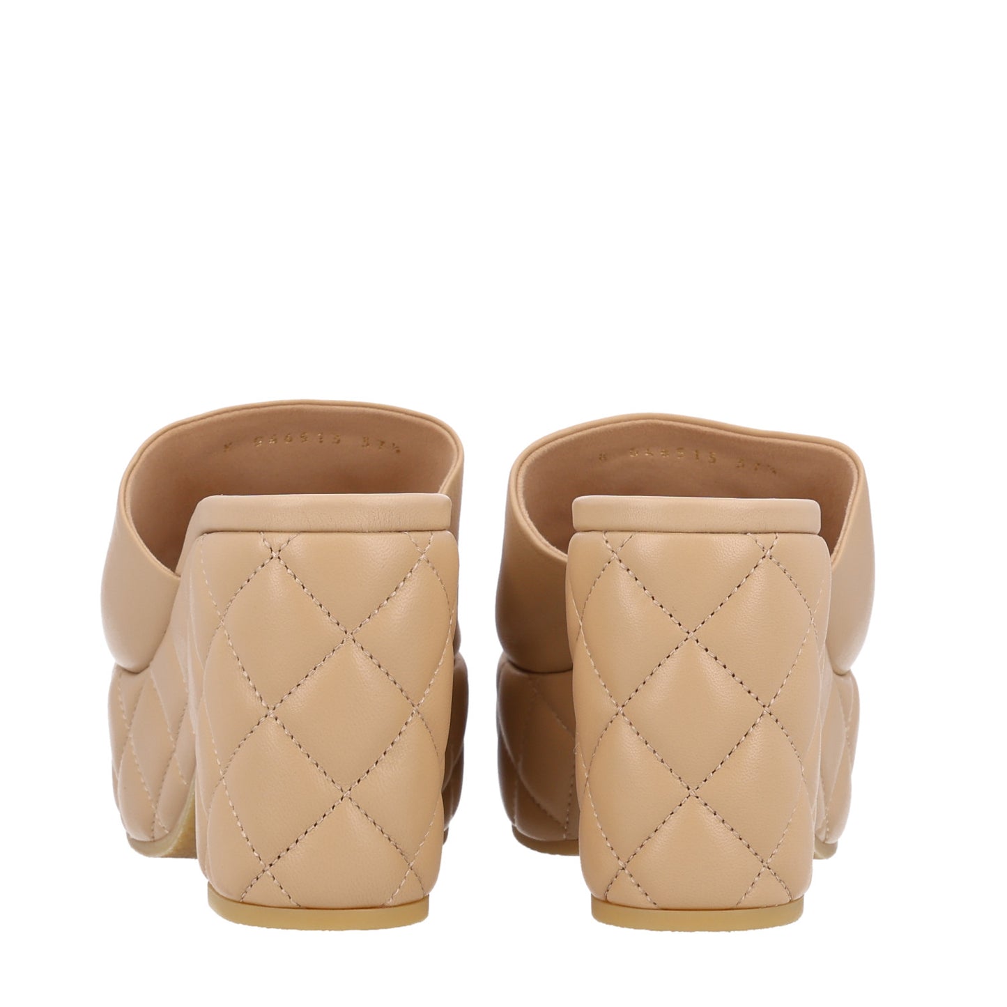 Lambskin Quilted CC Platform Mules 37.5 Beige