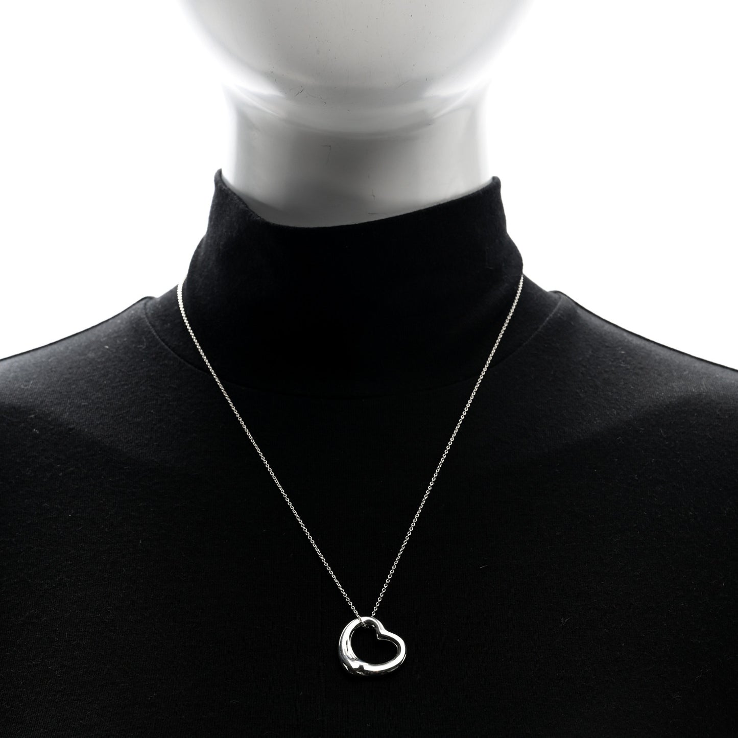 Sterling Silver 22mm Elsa Peretti Open Heart Pendant Necklace