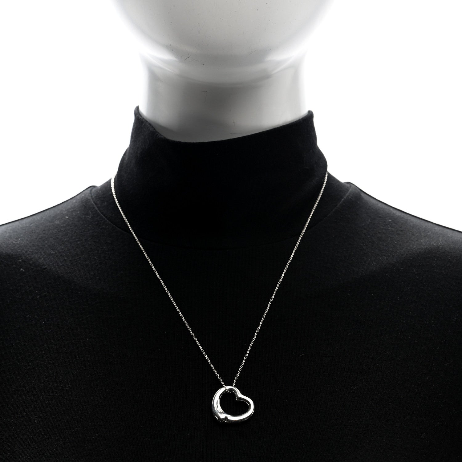 Tiffany Sterling Silver 22mm Elsa Peretti Open Heart Pendant Necklace 2 of 6