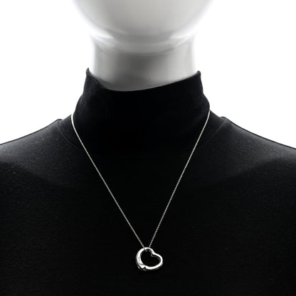 Tiffany Sterling Silver 22mm Elsa Peretti Open Heart Pendant Necklace 2 of 6