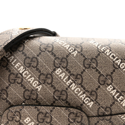 Gucci X BALENCIAGA GG Supreme Monogram Logo Print Horsebit 1955 Shoulder Bag Beige Ebony 8 of 10