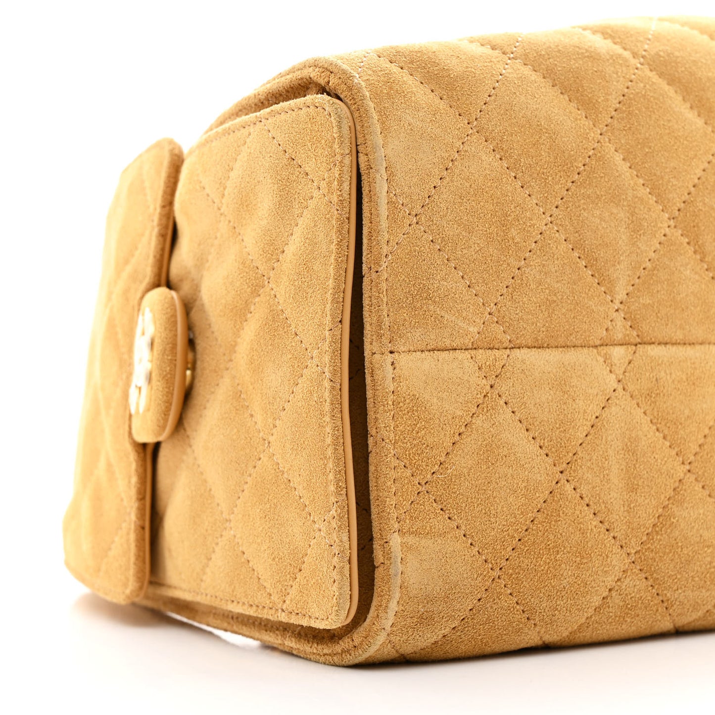 Suede Quilted Small Chanel 25 Handbag Beige
