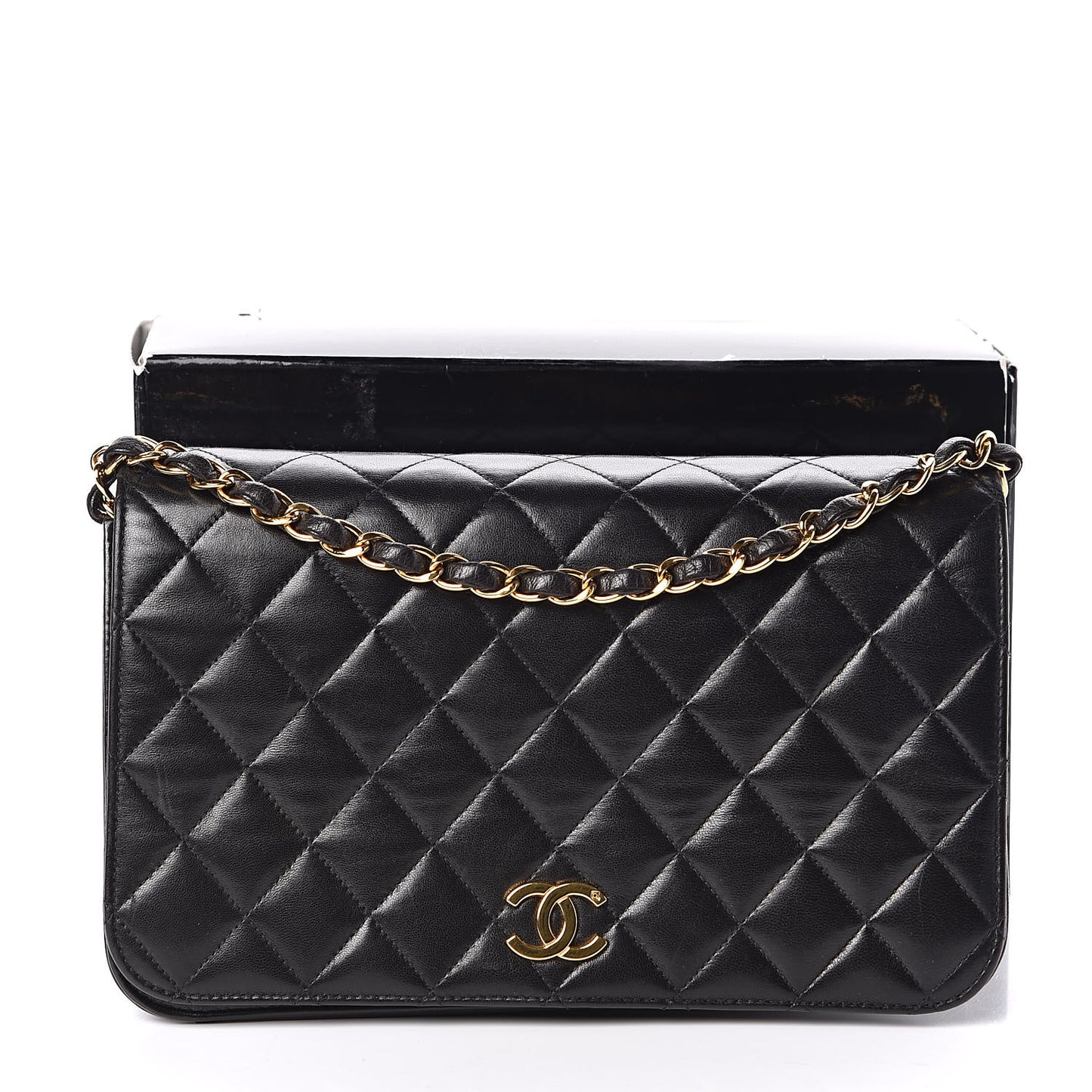 Lambskin Quilted Small Single Flap Bag Black