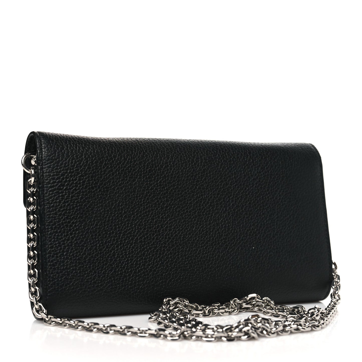 Grained Calfskin Studded Large Patricia Wallet On Chain Black